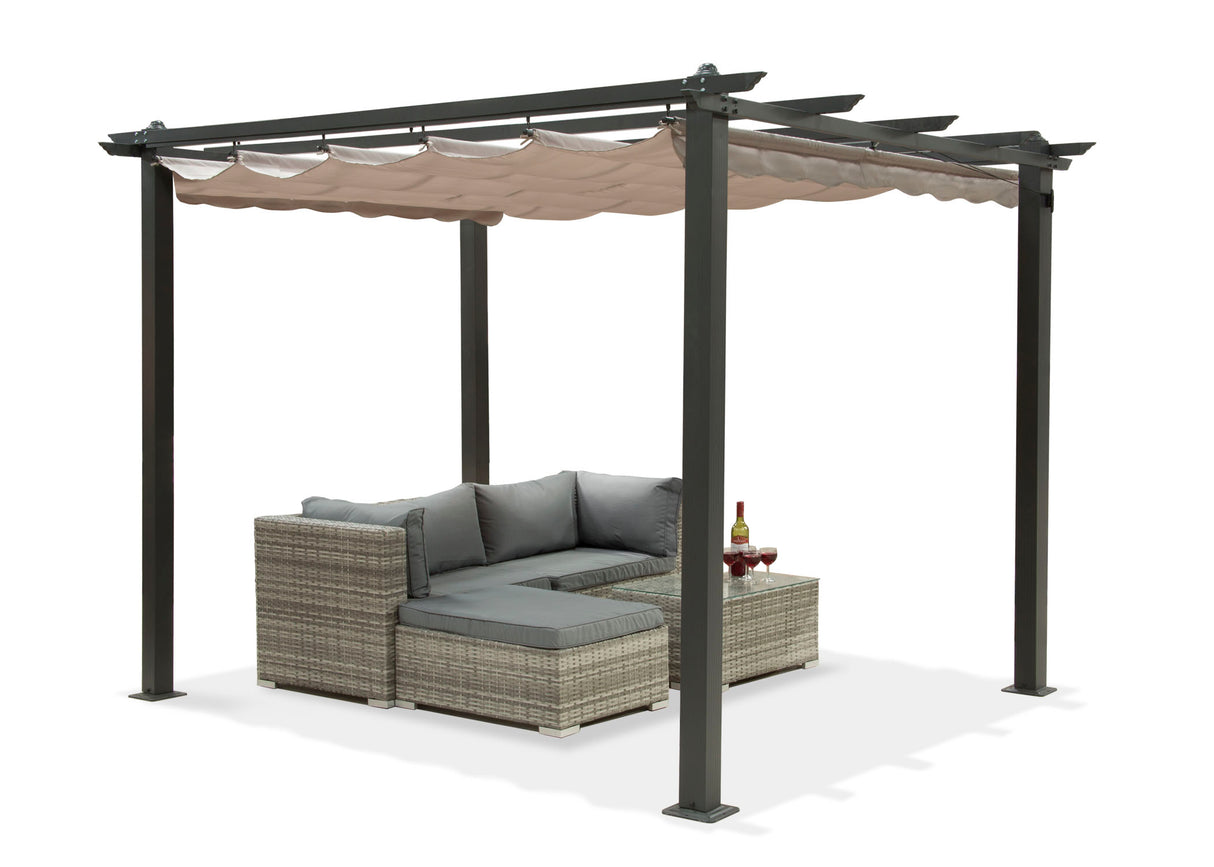 Aluminium Pergola 3m x 3m Garden Shade - Grey