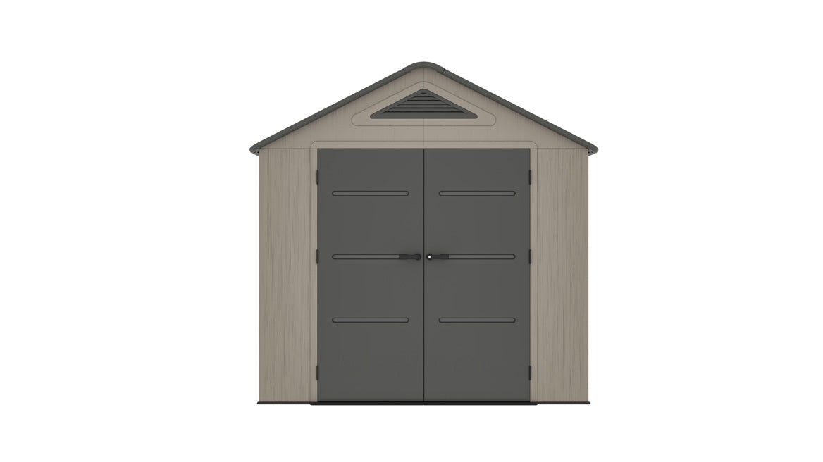 8 x 10 Plastic Garden Shed 10 Year Warranty Includes Shelves Hooks Lighting with Motion Detector