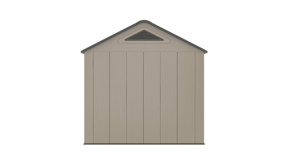 8 x 8 Plastic Garden Shed 10 Year Warranty Includes Shelves Hooks Lighting with Motion Detector
