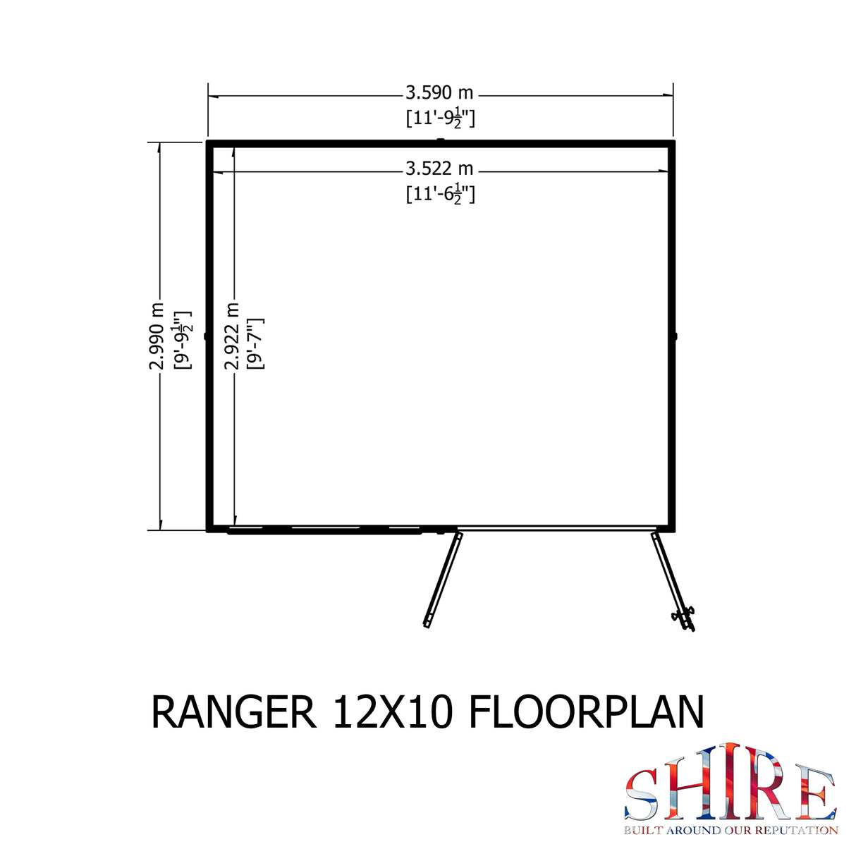 Shire Ranger 12 x 10 Pent Shiplap Shed