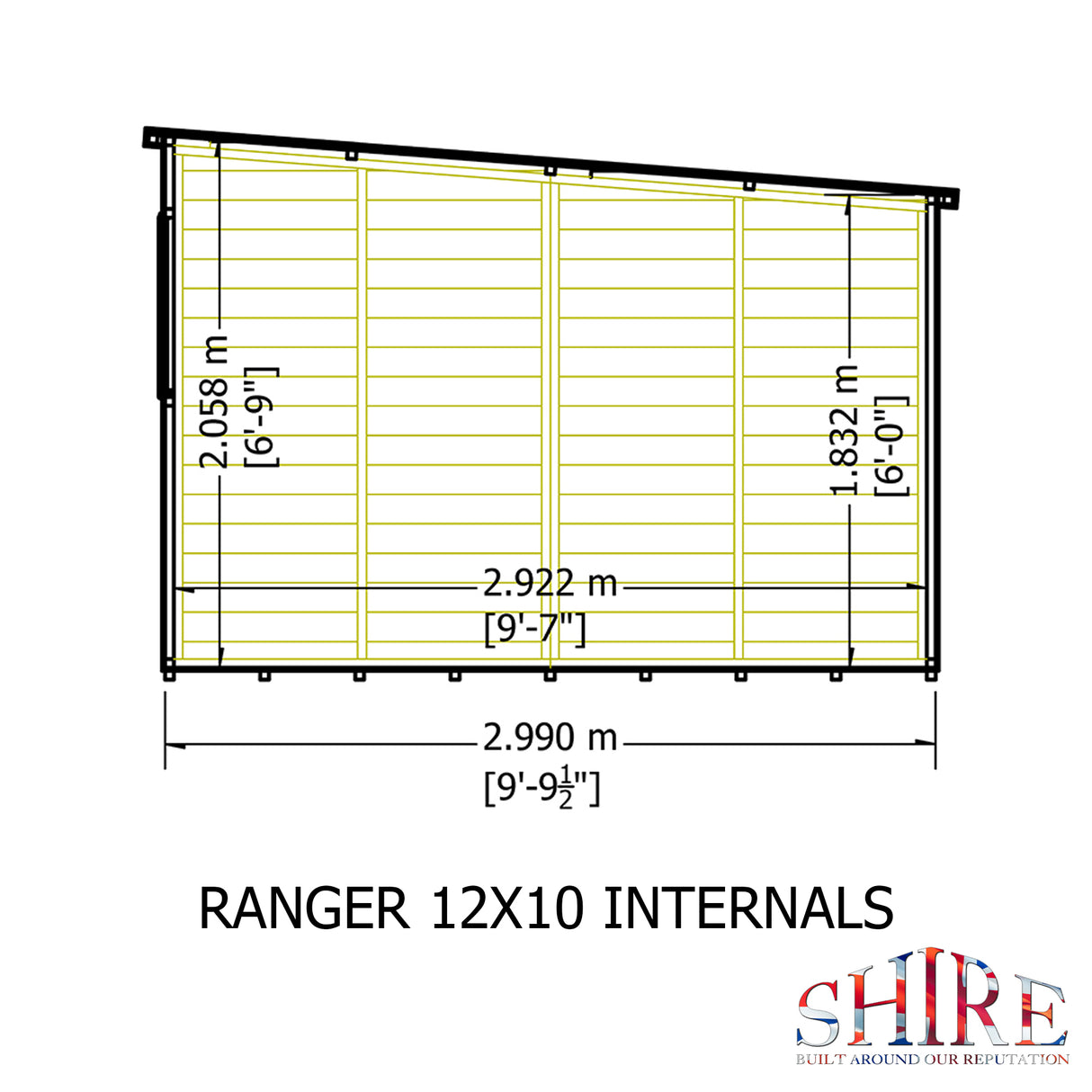 Shire Ranger 12 x 10 Pent Shiplap Shed