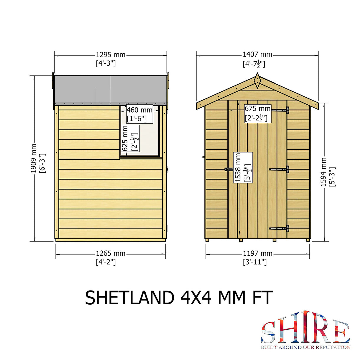 Shetland 4 ft x 4 ft Shiplap Apex Shed