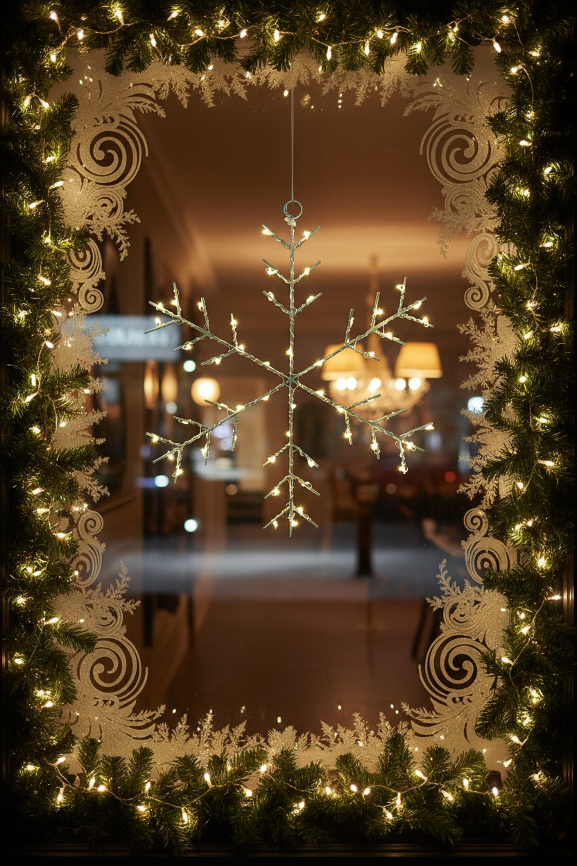 30cm Battery Operated LED Snowflake Silhouette