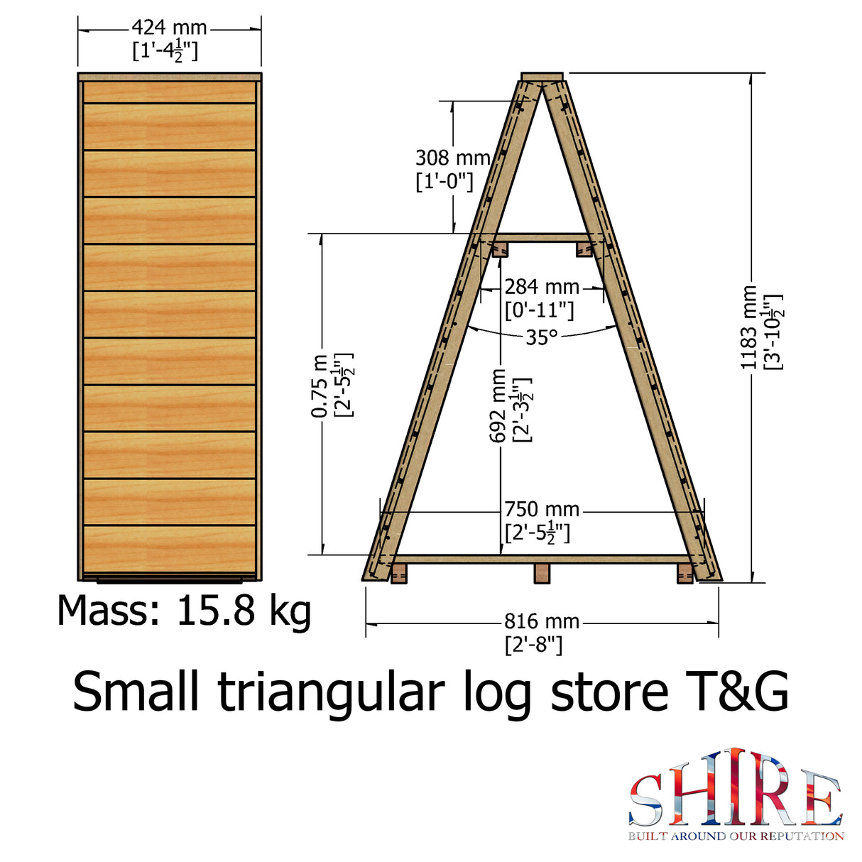 Small Triangular Log Store T&G Pressure Treated