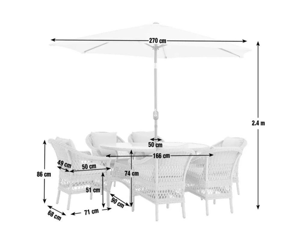 Palermo Serena 6 Seat Dining Set with Parasol