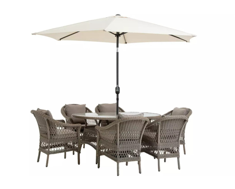 Palermo Serena 6 Seat Dining Set with Parasol