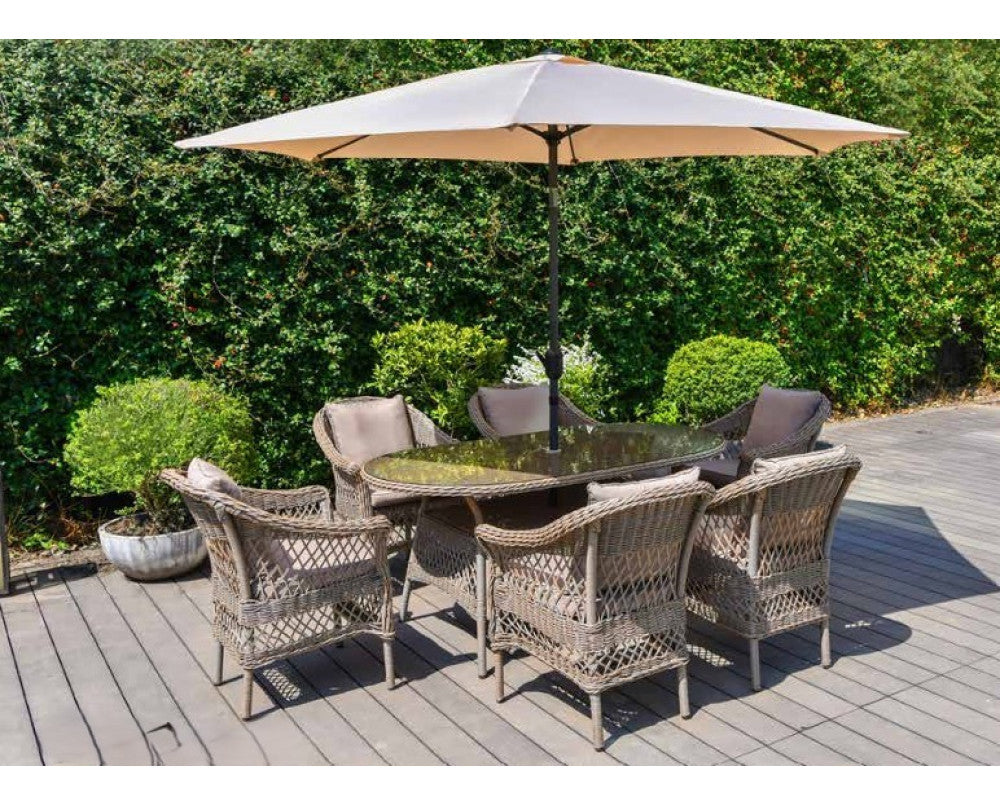 Palermo Serena 6 Seat Dining Set with Parasol