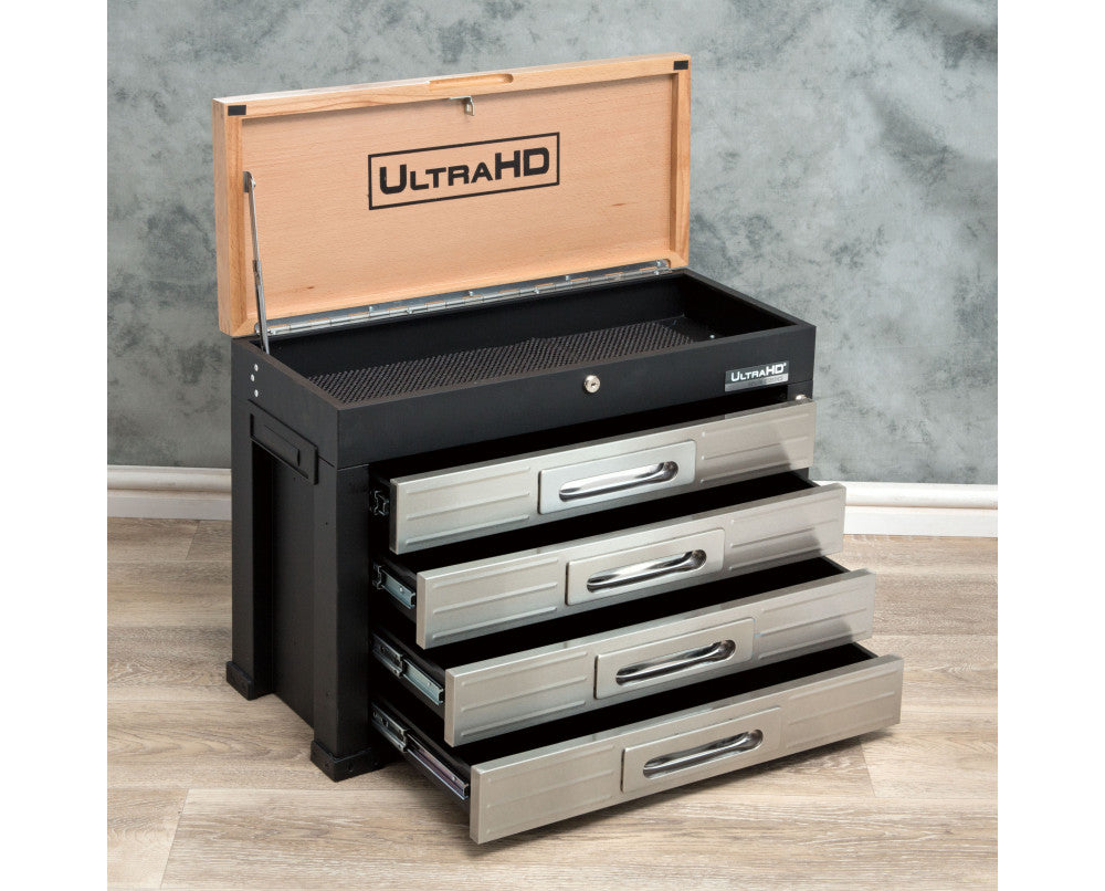 4 Drawer Timber Top Tool Chest with Lockable Compartments