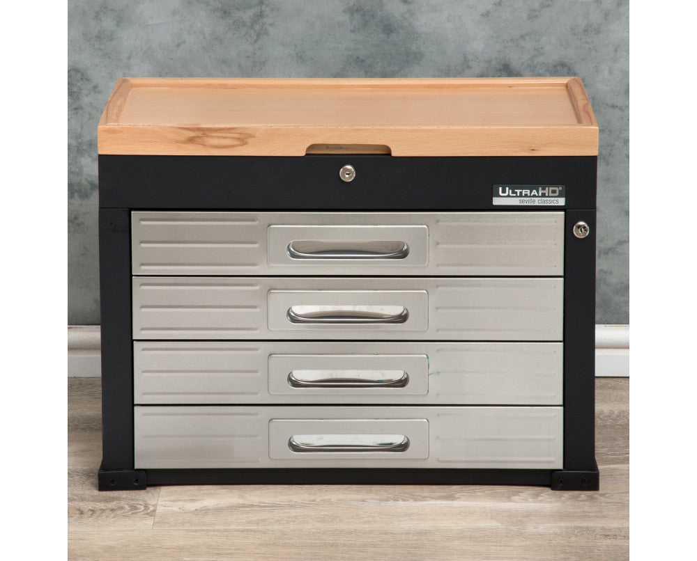 4 Drawer Timber Top Tool Chest with Lockable Compartments