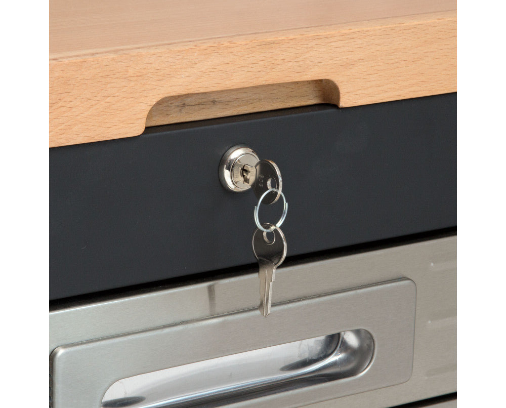 4 Drawer Timber Top Tool Chest with Lockable Compartments