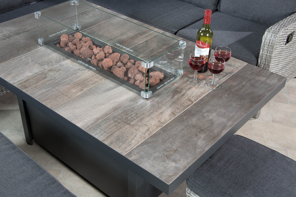 Tulla Reclining Corner Dining Set with Gas Fire Pit Table