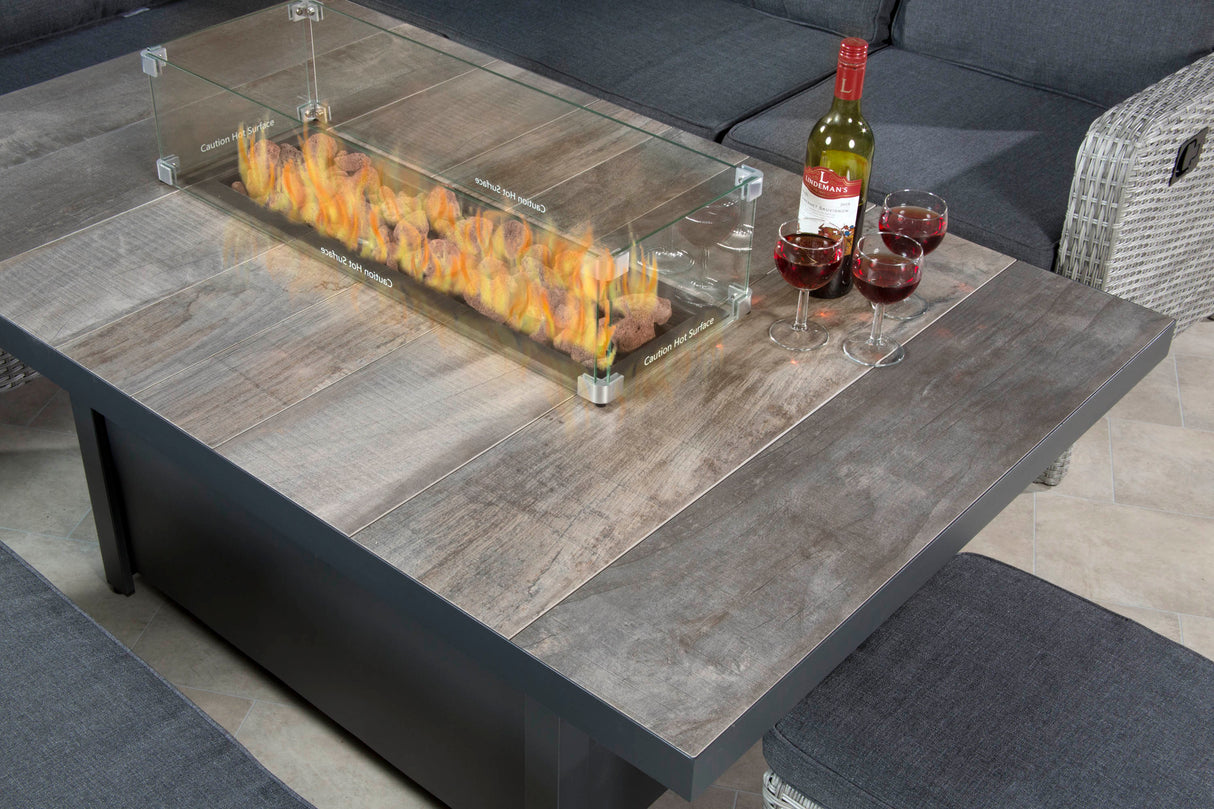 Tulla Reclining Corner Dining Set with Gas Fire Pit Table