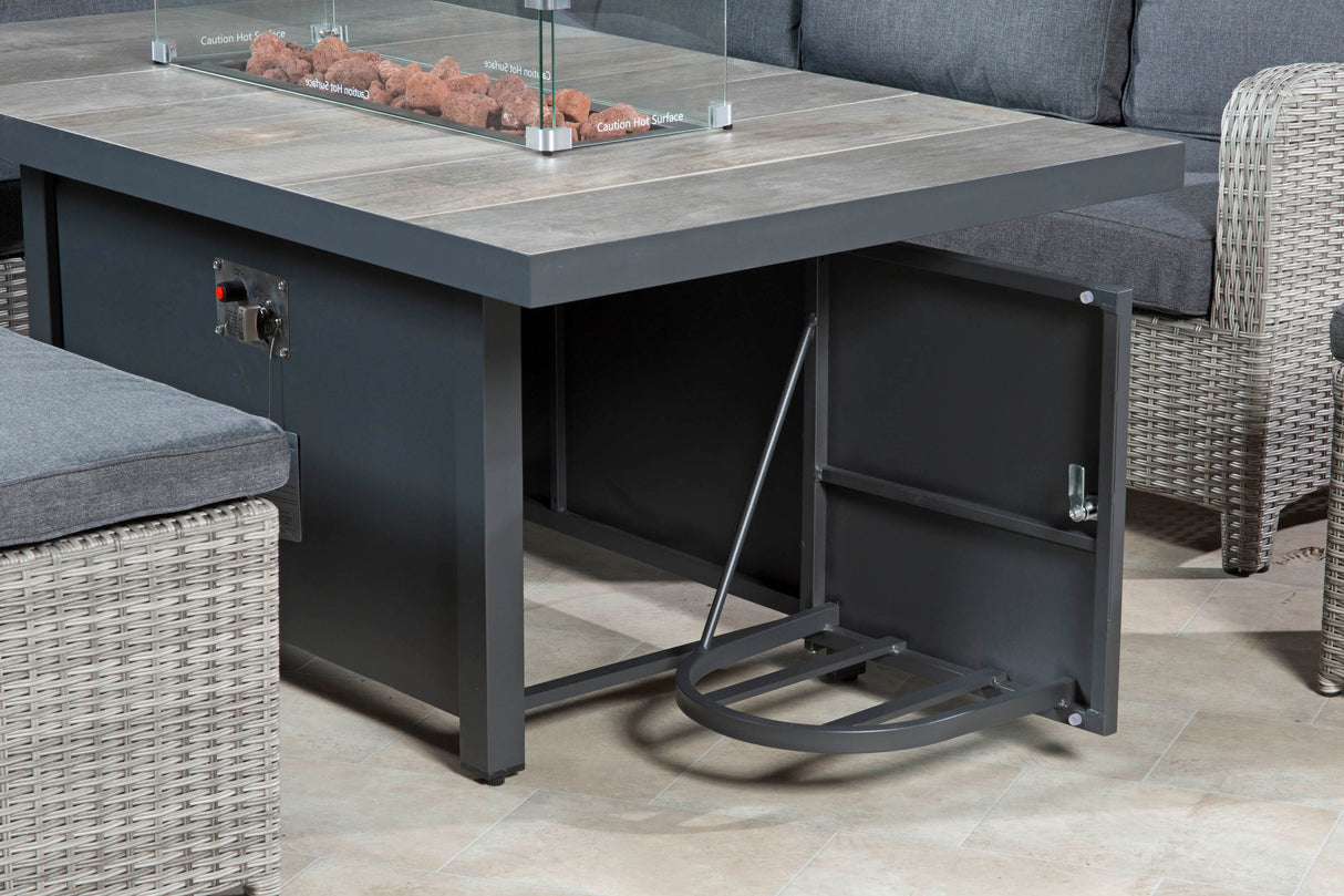 Tulla Reclining Corner Dining Set with Gas Fire Pit Table