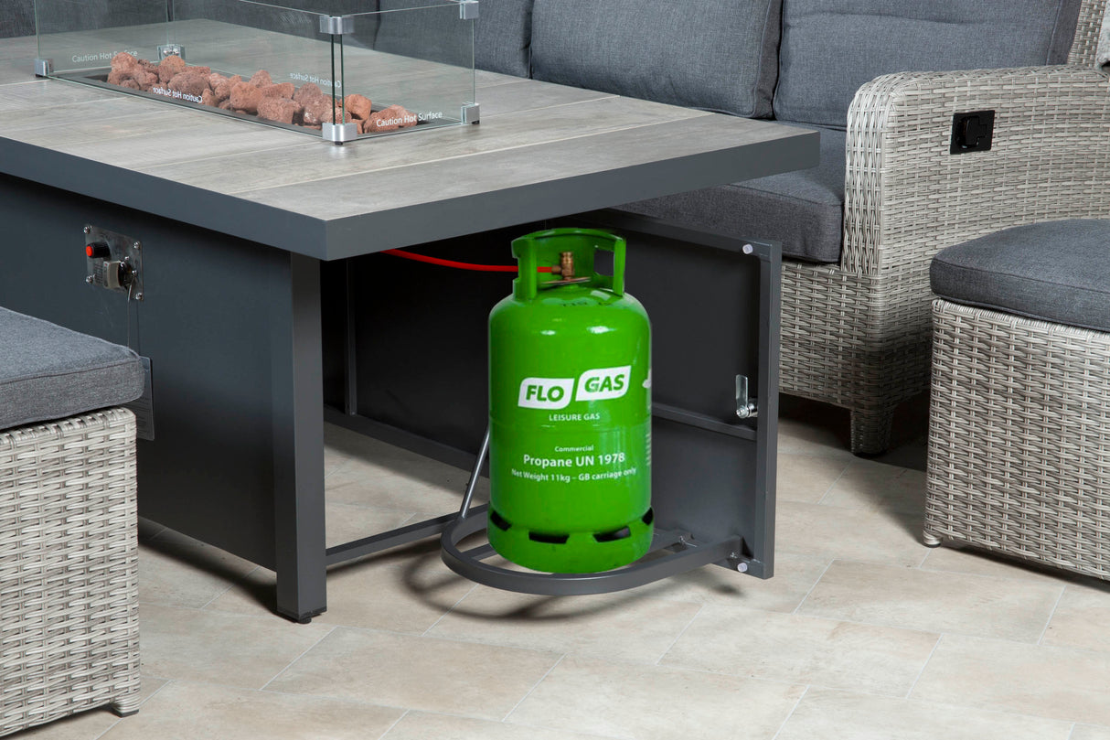 Tulla Reclining Corner Dining Set with Gas Fire Pit Table