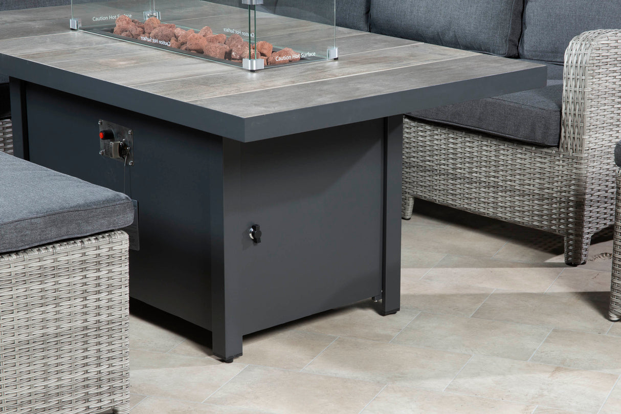 Tulla Reclining Corner Dining Set with Gas Fire Pit Table