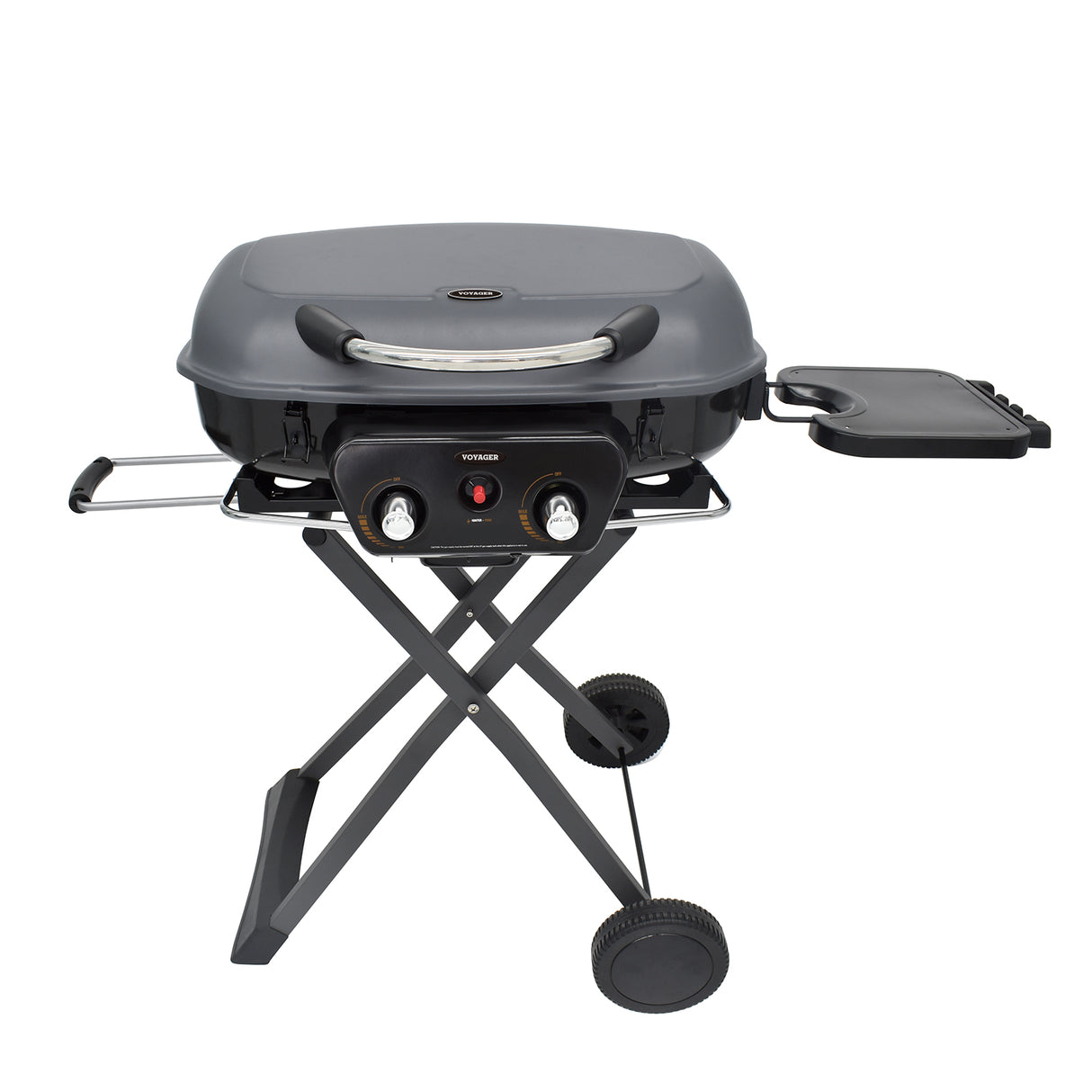 Voyager BBQ Barbecue Portable Gas Grill - 2 Burner, Foldable with Wheels
