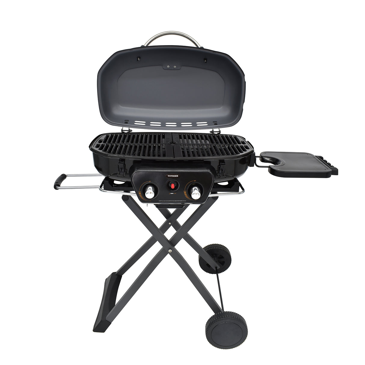 Voyager BBQ Barbecue Portable Gas Grill - 2 Burner, Foldable with Wheels