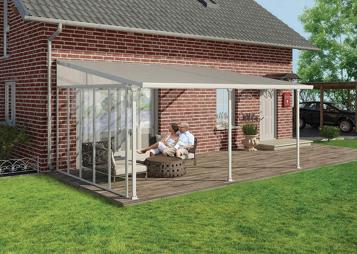 Feria Patio Cover 4m x 4m - White Frame & Clear Polycarbonate