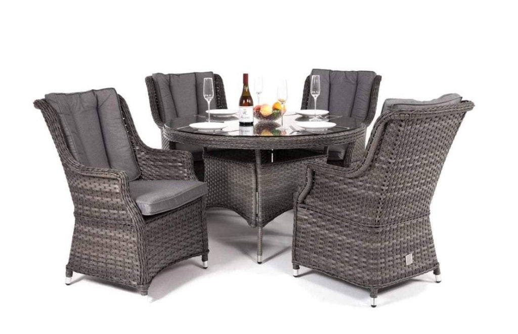 Amalfi High Back 4 Seat Round Dining Set in Grey