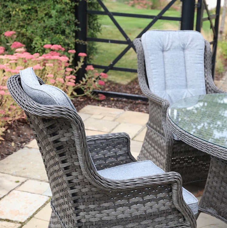 Amalfi High Back 4 Seat Round Dining Set in Grey