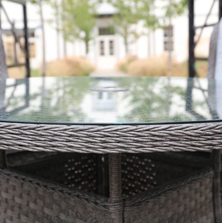 Amalfi High Back 4 Seat Round Dining Set in Grey