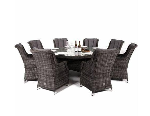 Amalfi High Back 8 Seat Round Dining Set in Grey