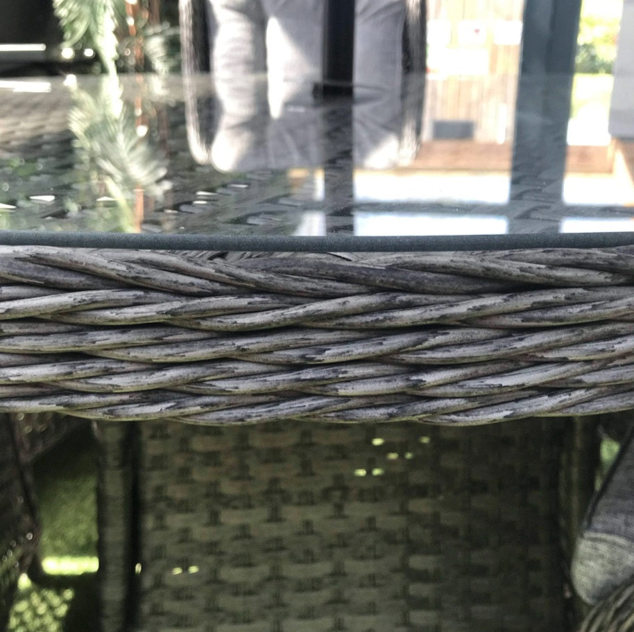 Amalfi High Back 8 Seat Round Dining Set in Grey