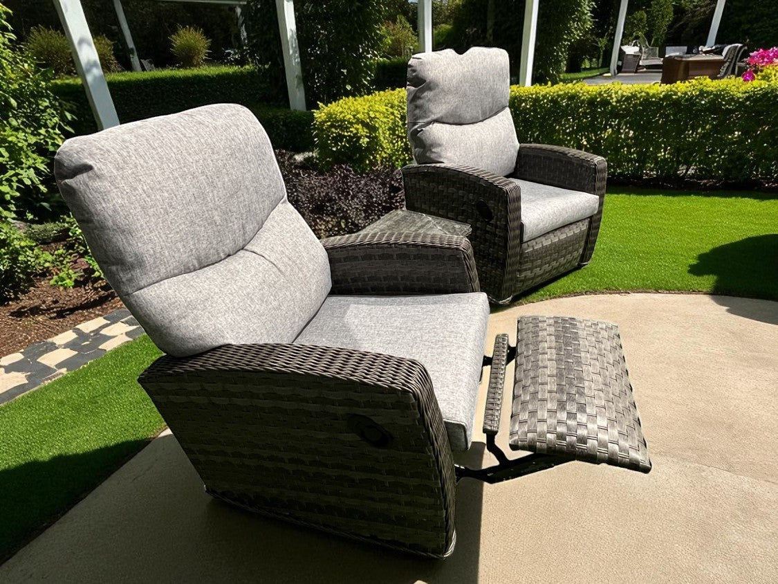 Amalfi Reclining Chair Bistro Set in Grey