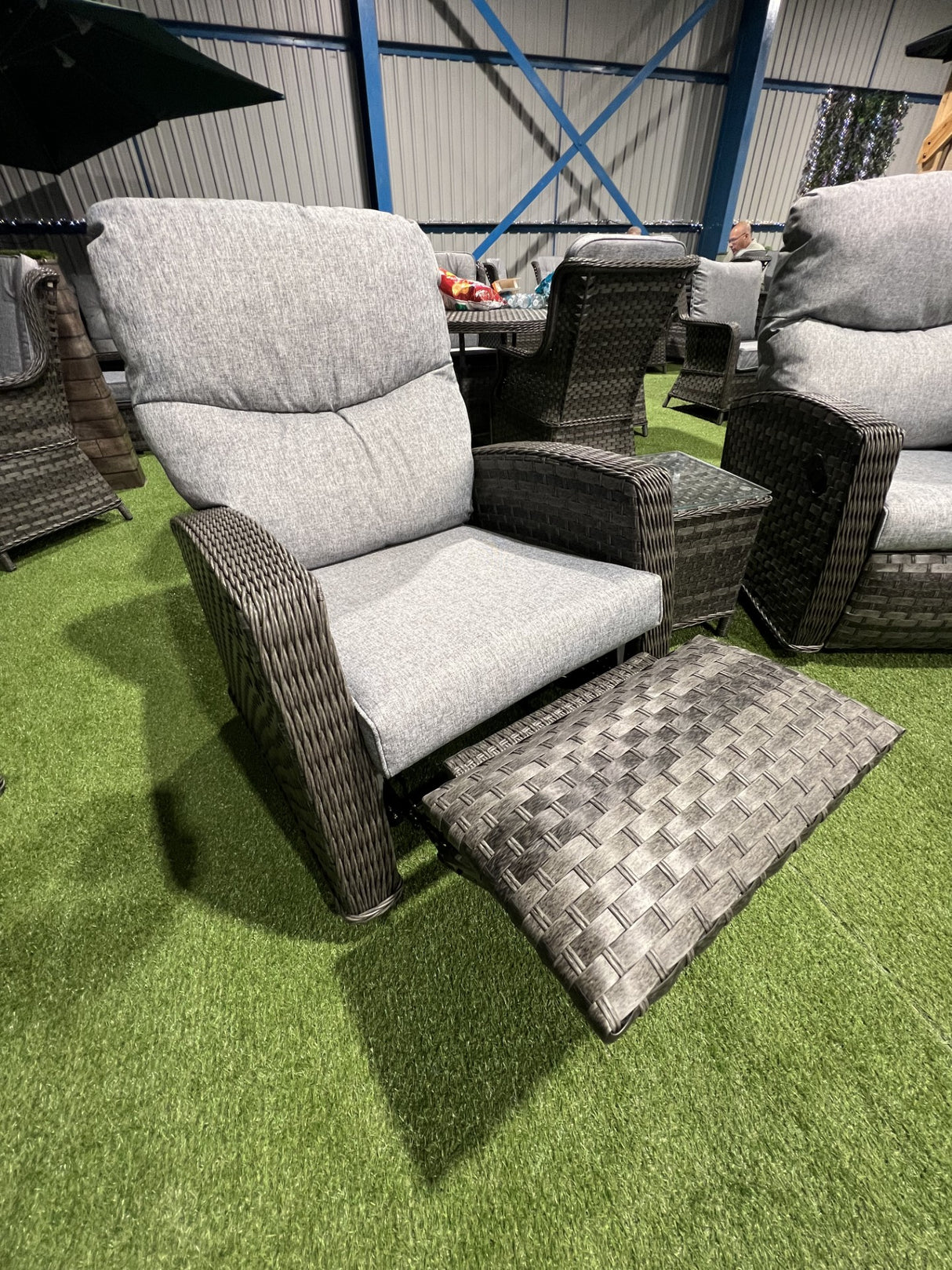 Amalfi Reclining Chair Bistro Set in Grey