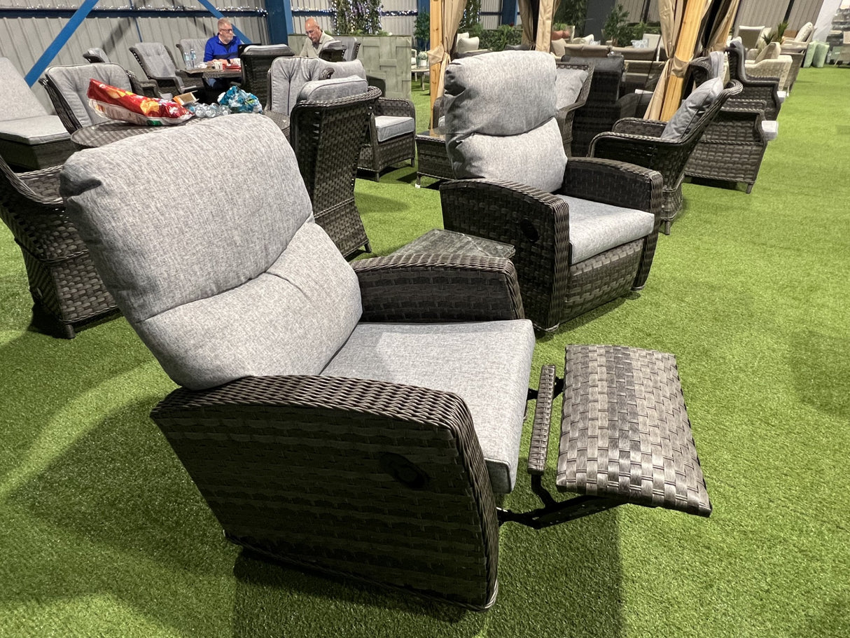 Amalfi Reclining Chair Bistro Set in Grey