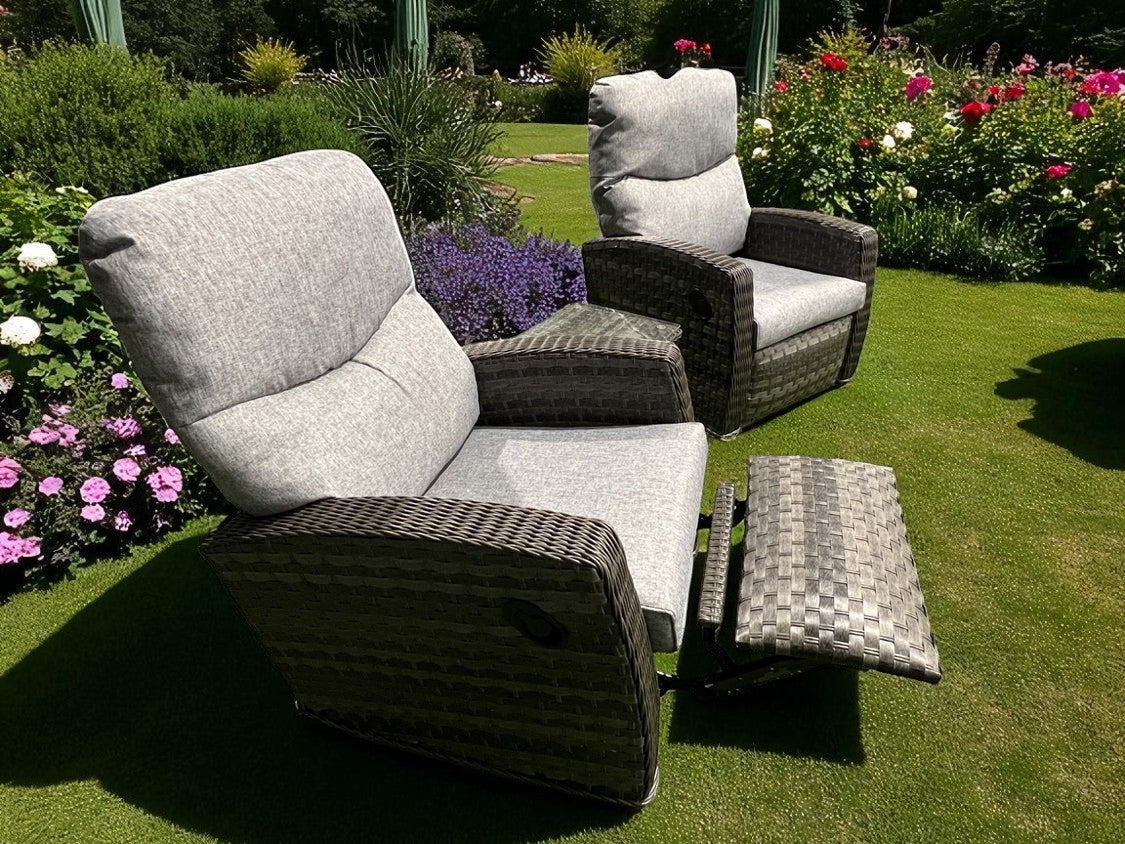 Amalfi Reclining Chair Bistro Set in Grey