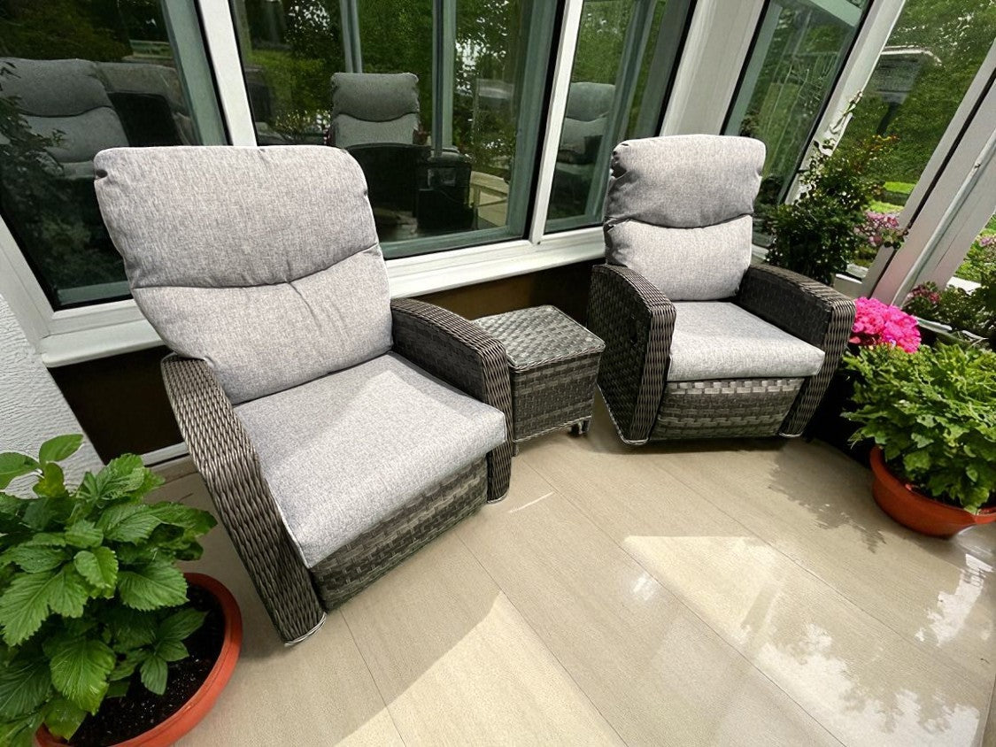 Amalfi Reclining Chair Bistro Set in Grey