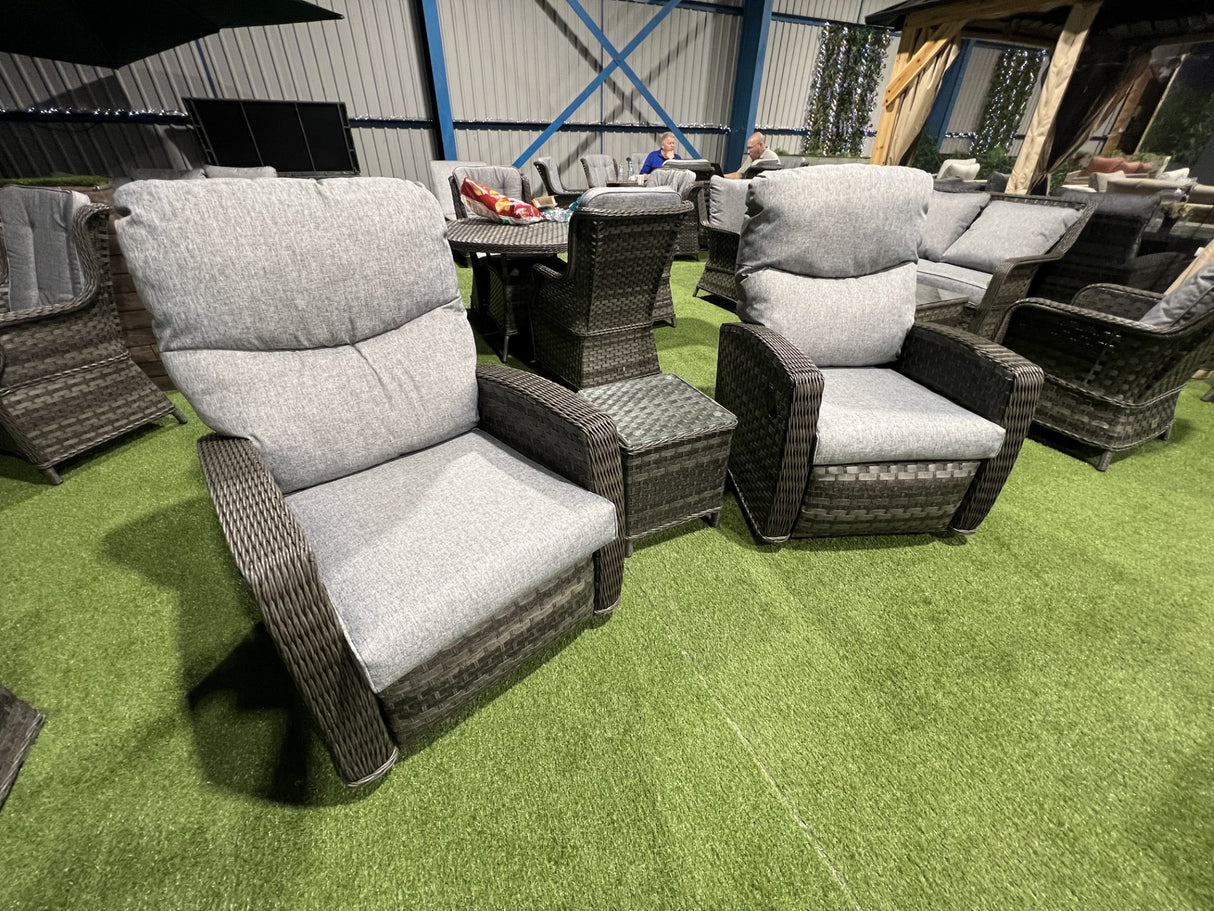 Amalfi Reclining Chair Bistro Set in Grey