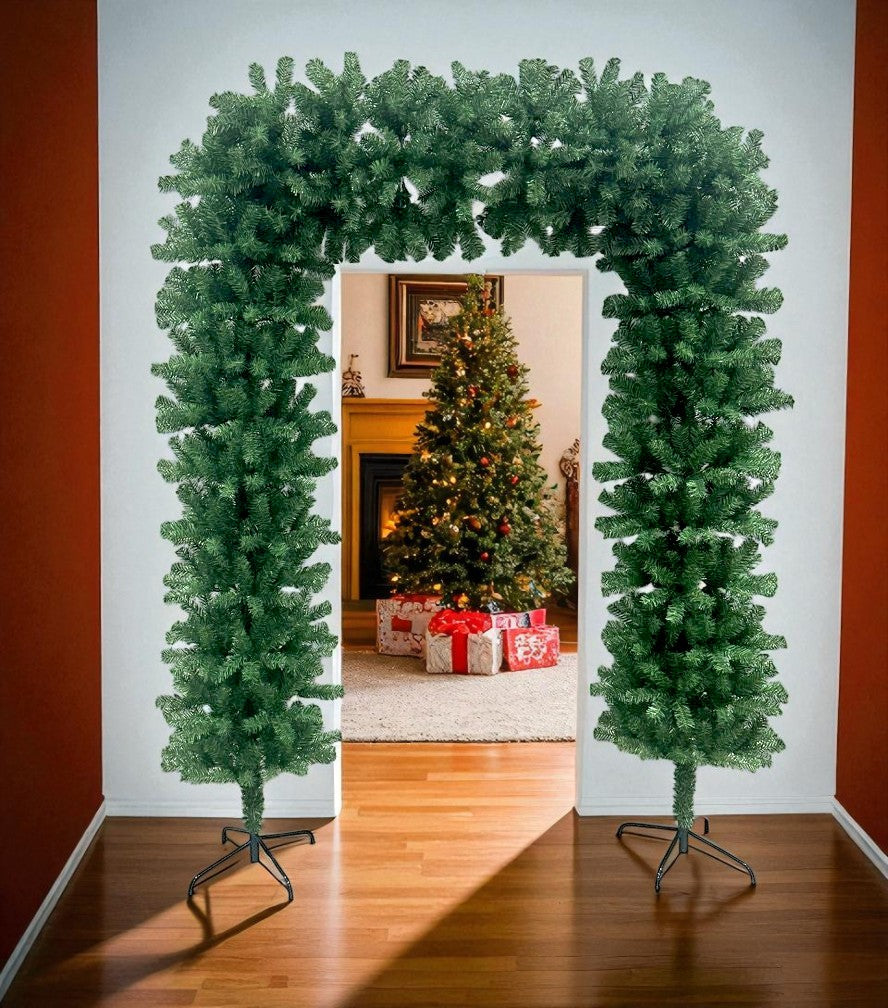 220cm Wide Double Christmas Door Arch - Green