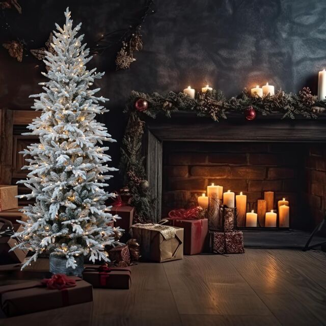 Shatchi Piedmont Pine Pre-Lit Snow Flocked Christmas Tree in Pot - 5ft