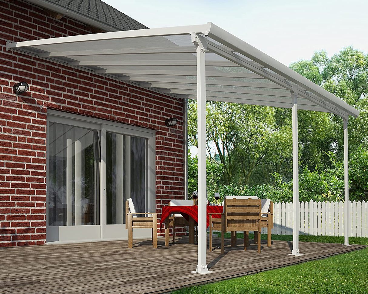 Feria Patio Cover 4m x 4m - White Frame & Clear Polycarbonate