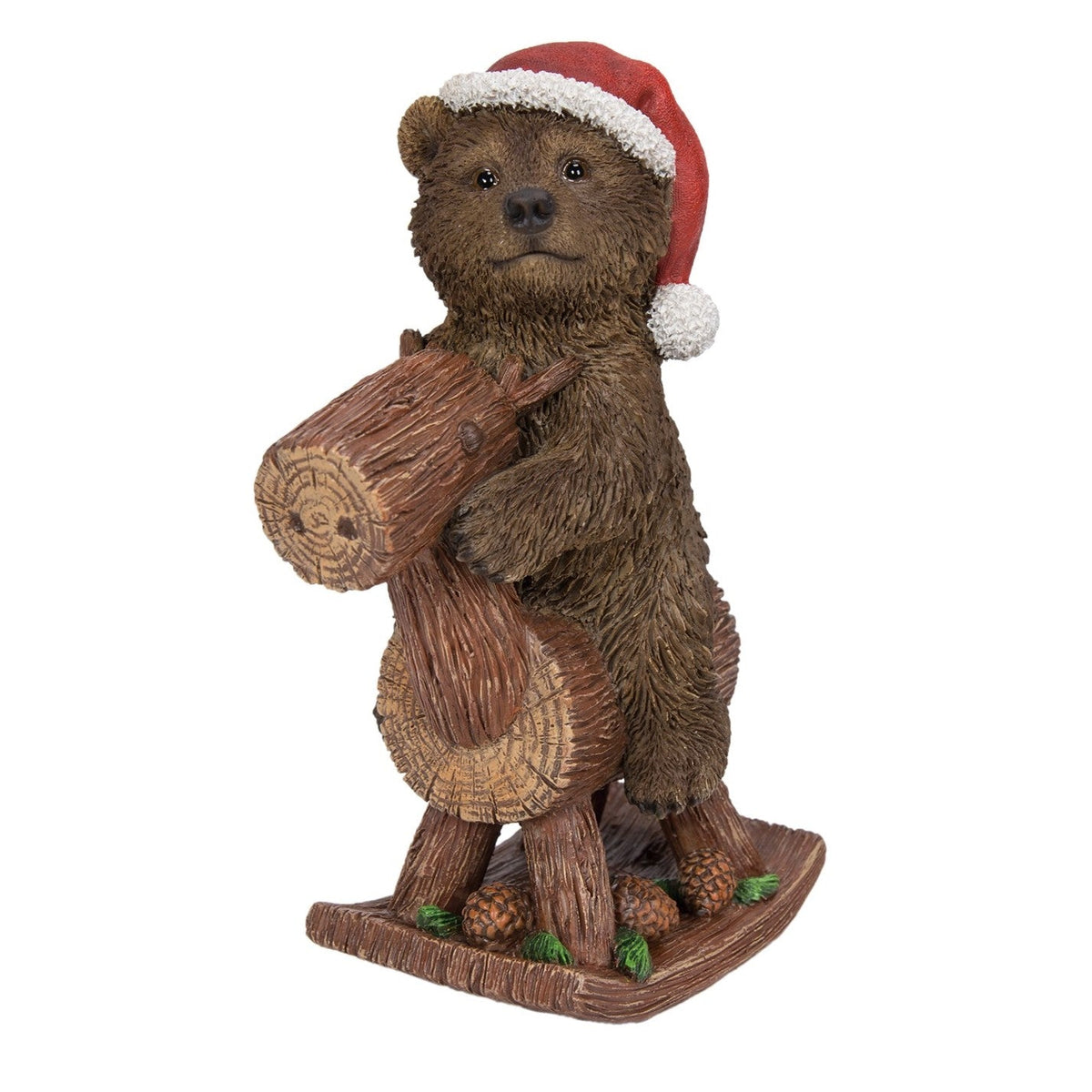 Large Bear on a Rocking Reindeer Hanging Christmas Decoration