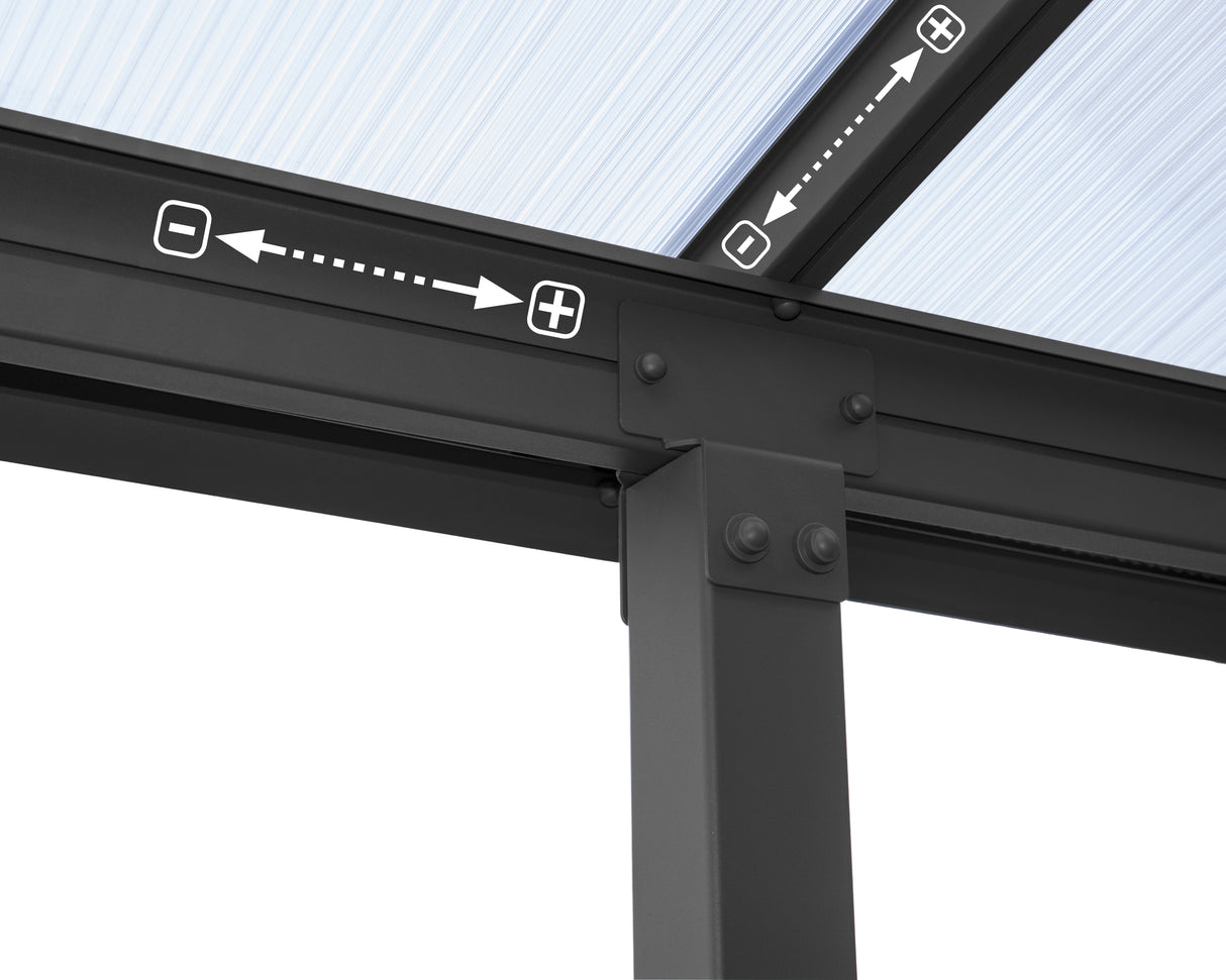 Olympia Patio Cover 3m x 8.6m - Grey Frame & Clear Polycarbonate