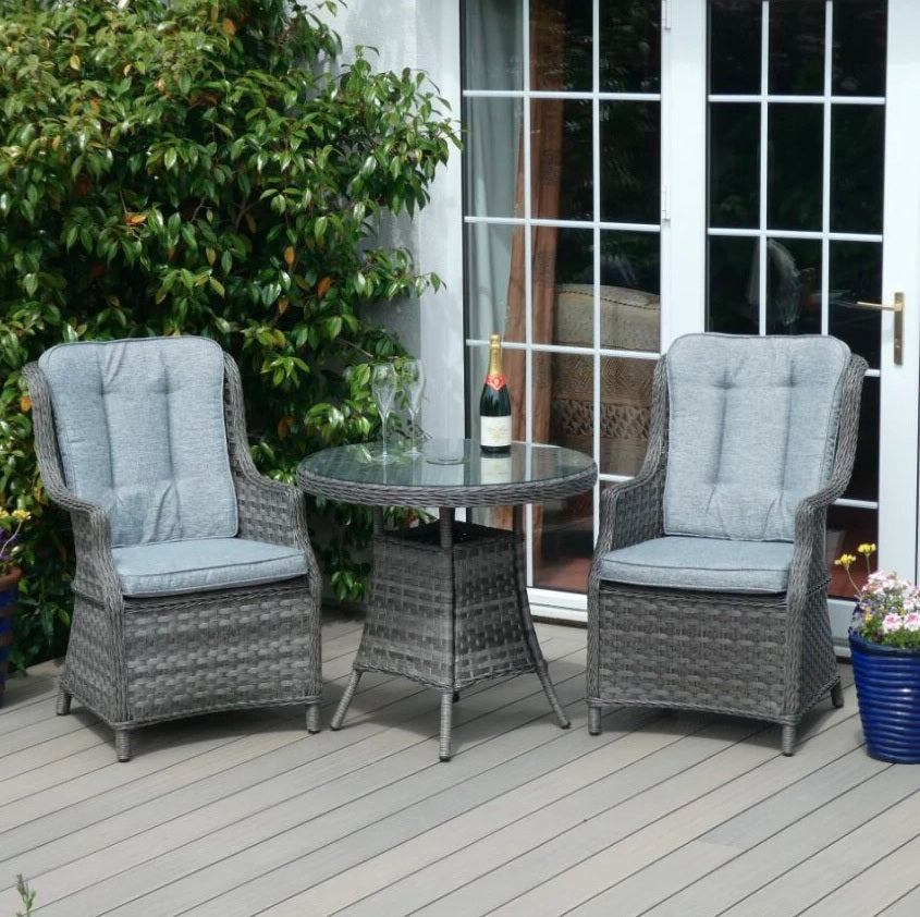 Amalfi High Back Bistro Set in Grey