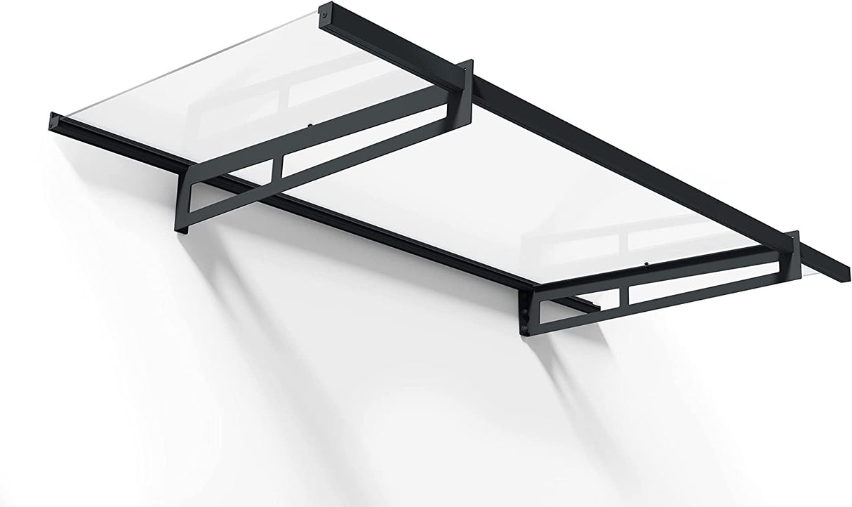 Bremen 2m x 0.9m Door Canopy - Grey Frame & Clear Acryl