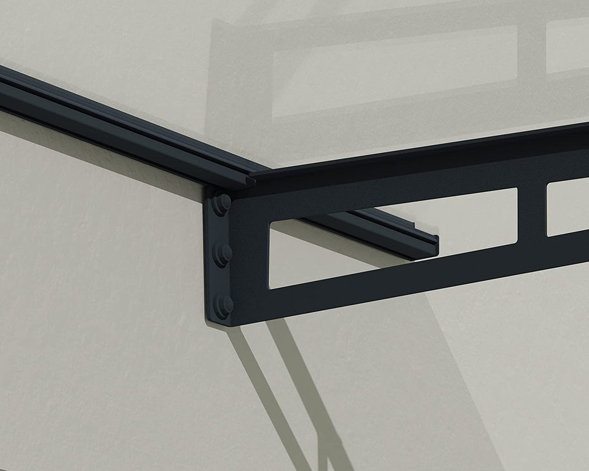 Bremen 2m x 0.9m Door Canopy - Grey Frame & Clear Acryl