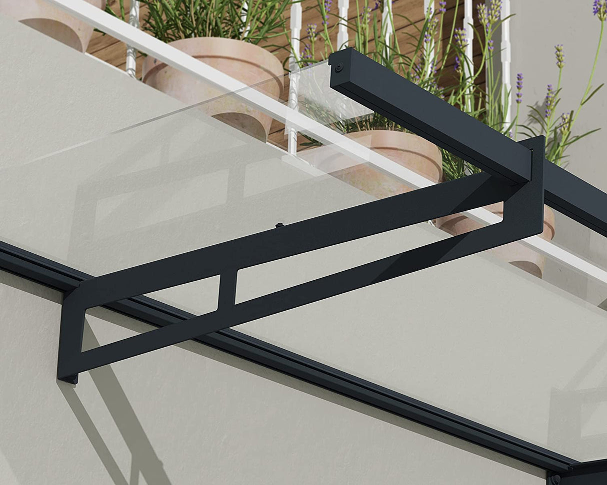 Bremen 2m x 0.9m Door Canopy - Grey Frame & Clear Acryl