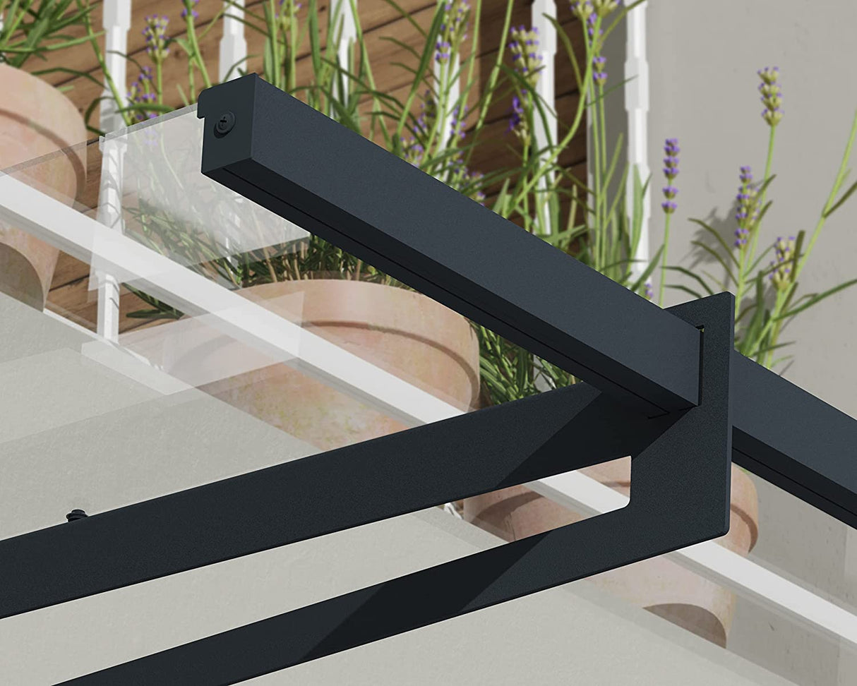 Bremen 1.5m x 0.9m Door Canopy - Grey Frame & Clear Acryl