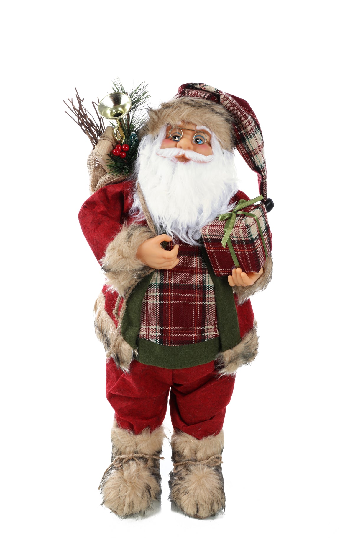 60cm Free Standing Tartan Santa Claus