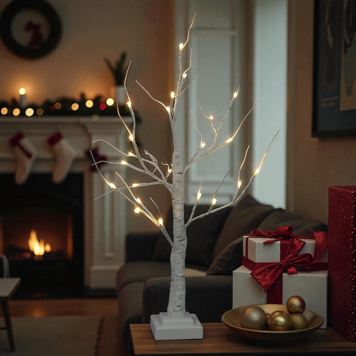 60cm White Birch Tree with 24 Warm White LEDs