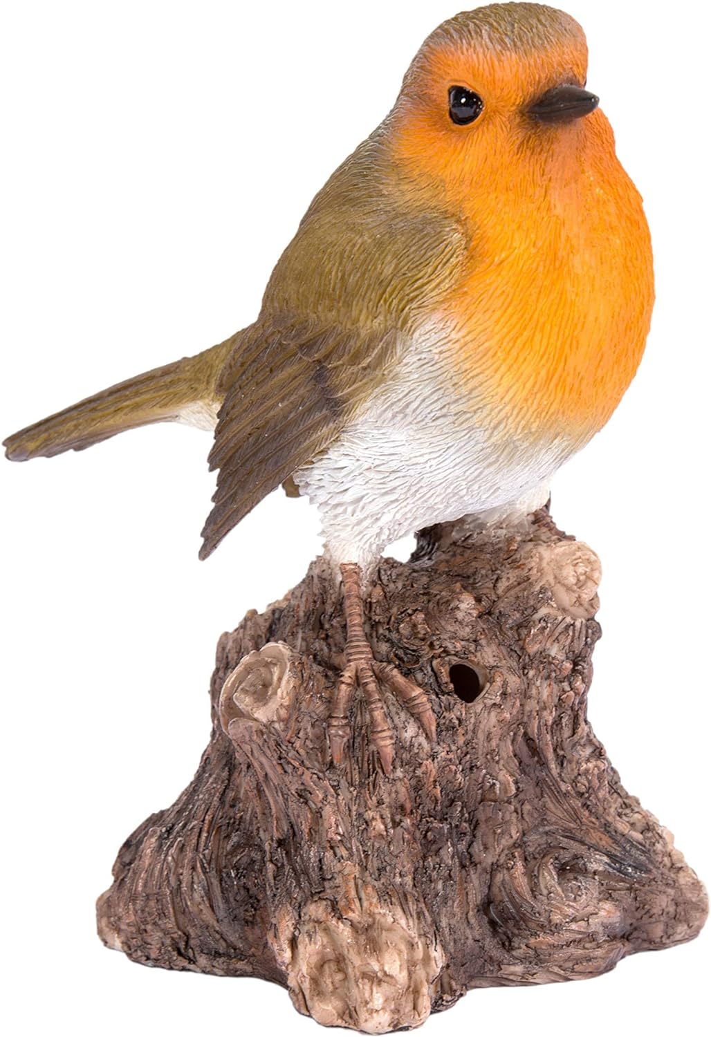 Singing Robin on a Stump Garden Ornament