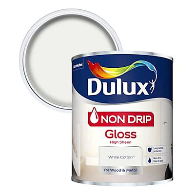 Dulux None Drip High Sheen Gloss Paint for Metal & Wood White Cotton 750ml