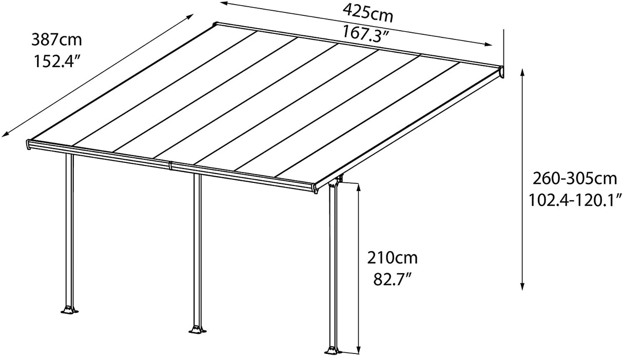 Feria Patio Cover 4m x 4m - White Frame & Clear Polycarbonate