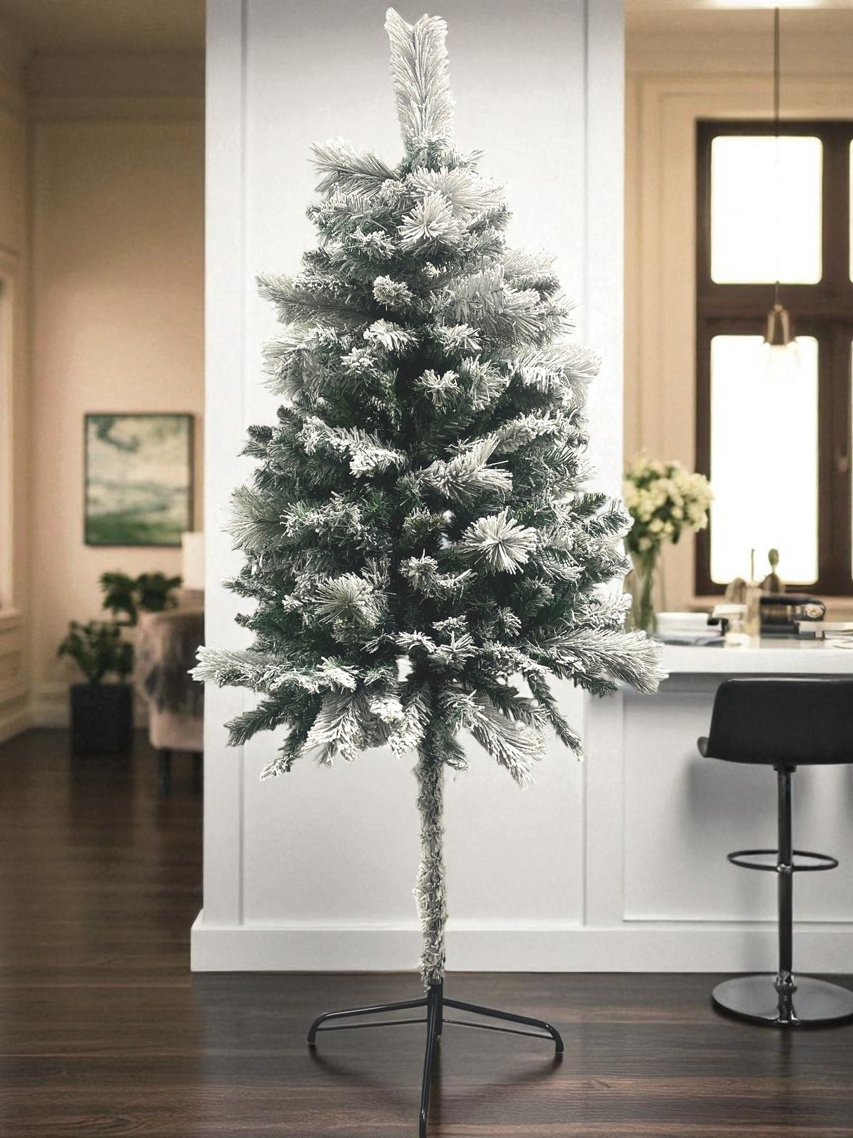 Half Parasol Christmas Tree Snowy Flocked 5ft/150cm
