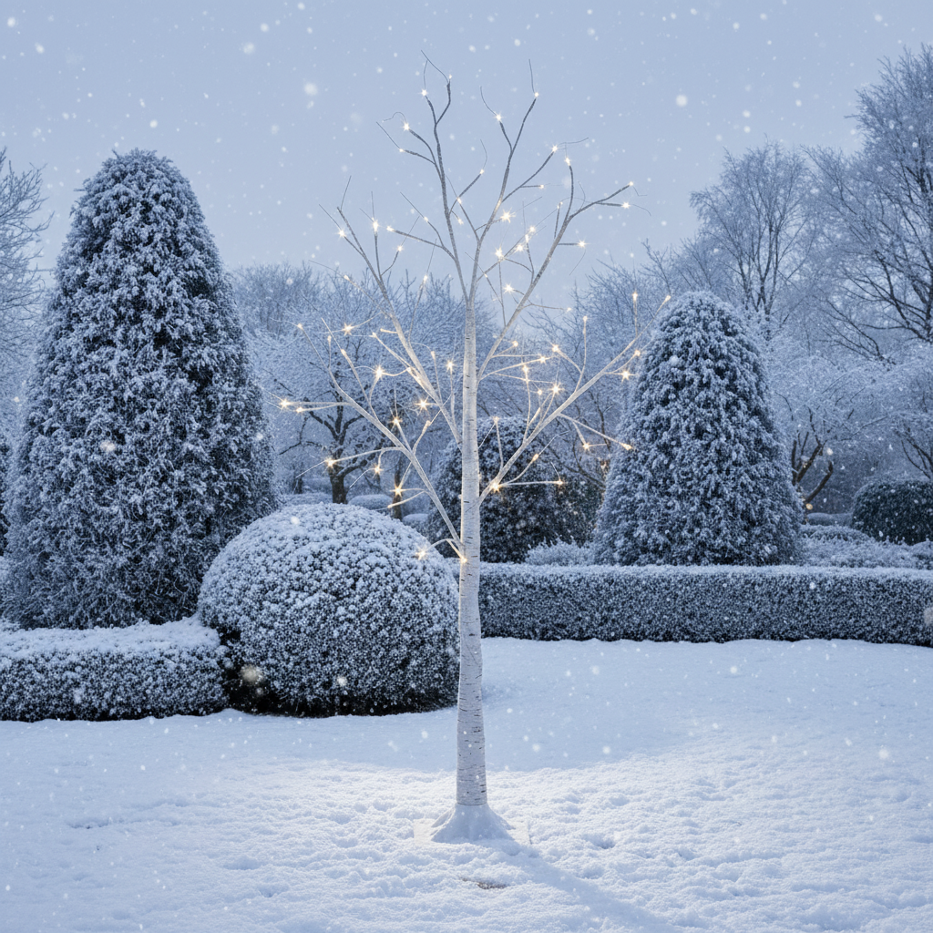 1.2m Birch Tree with 48 Ice White LEDs - Twinkling